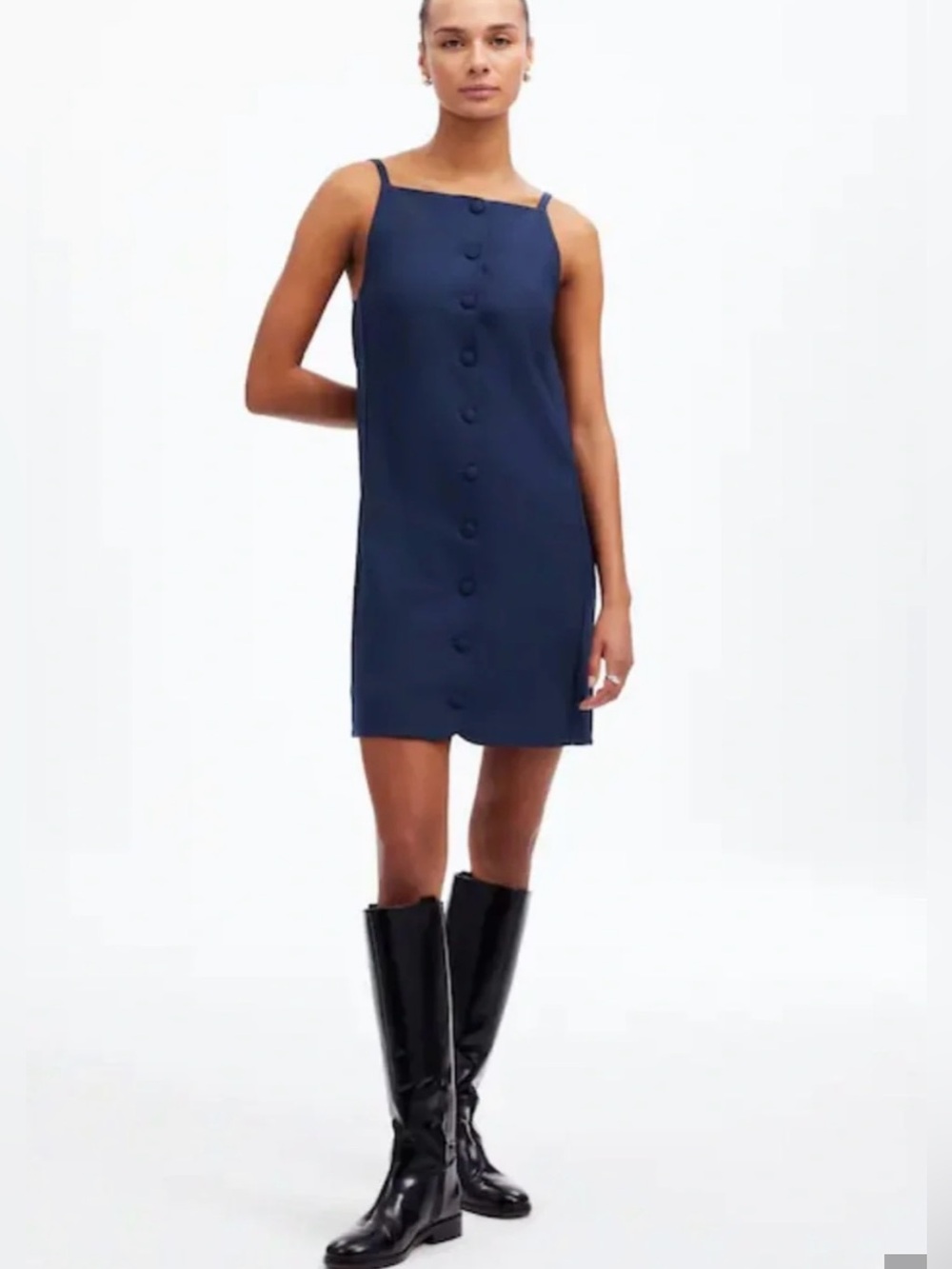 Madewell NWOT Navy Button-Front Shift Dress